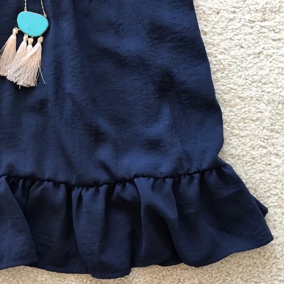 Navy Tie Back Tunic Tank - Picture 7 of 8